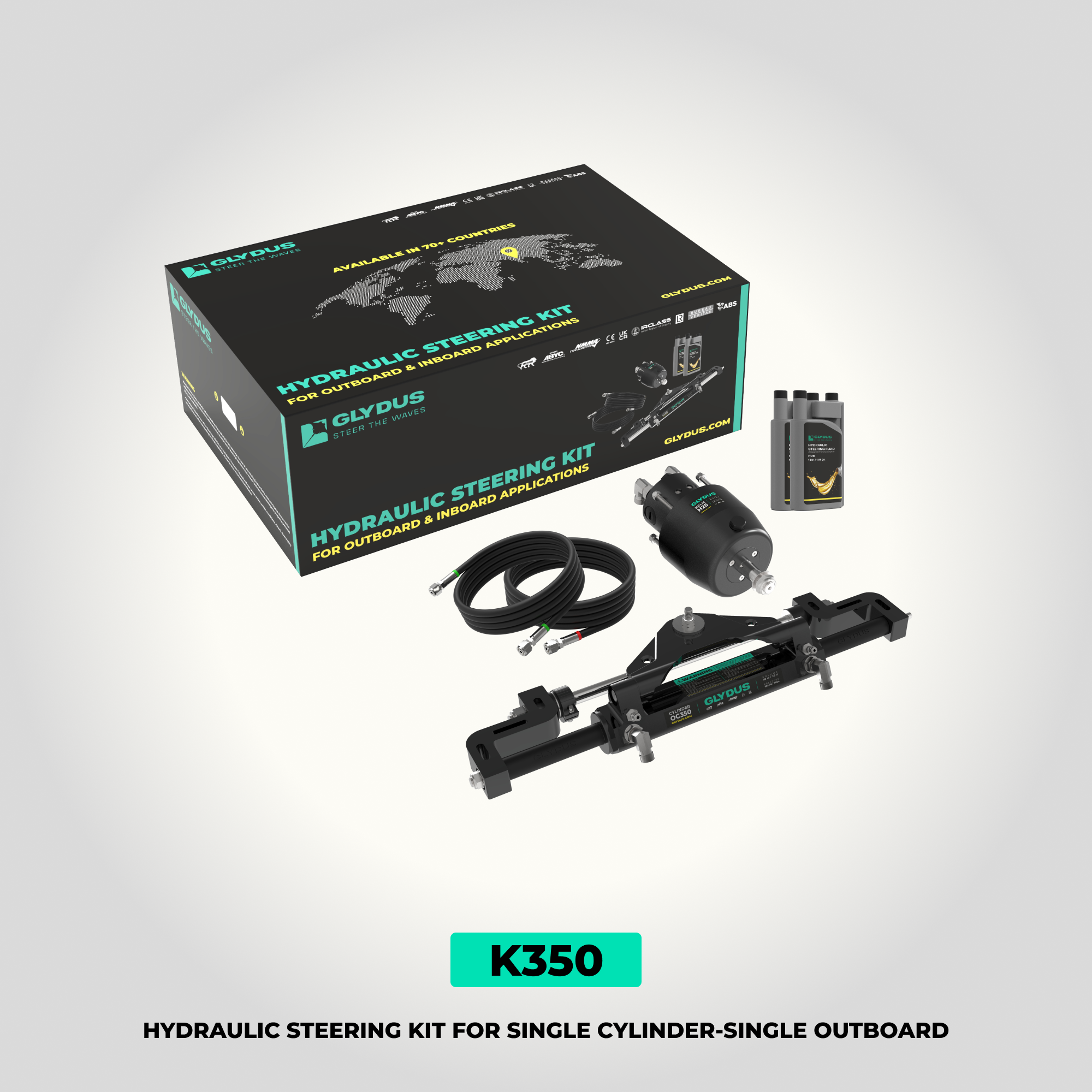 K350 | Hydraulic Steering Kit for Single Outboard upto 350hp (REGULAR USE)