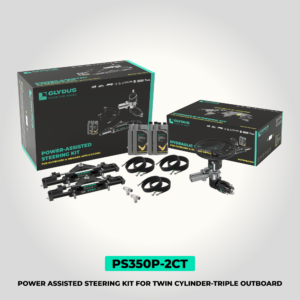 Power-assisted steering system for boat.